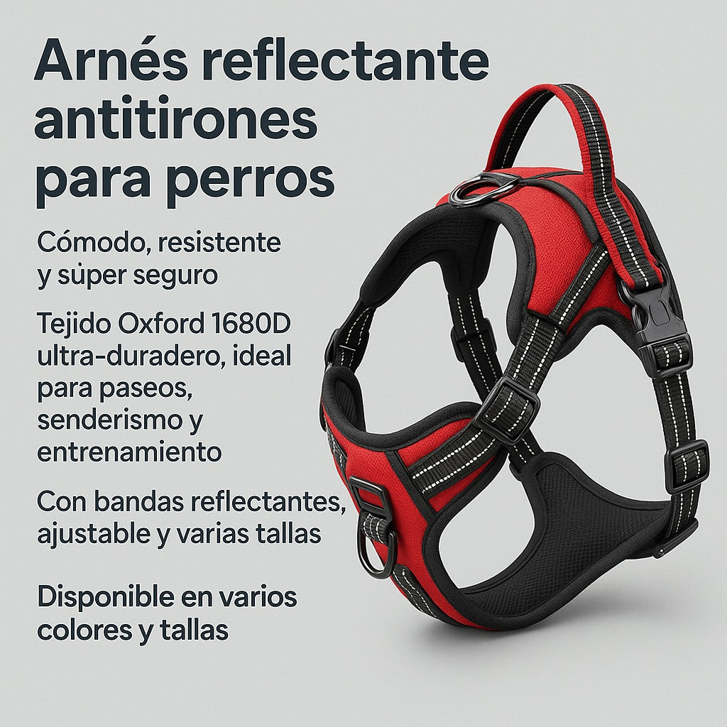 “Arnés reflectante antitirones para perros – cómodo, resistente y súper seguro.