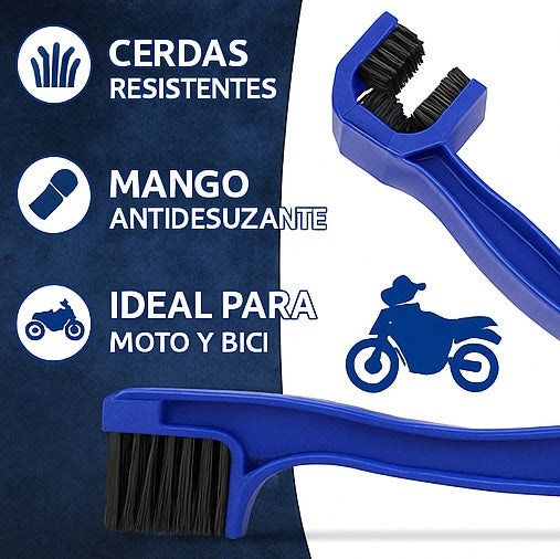 Spazzola pulisci catena moto-tripla testa per pulizia profonda