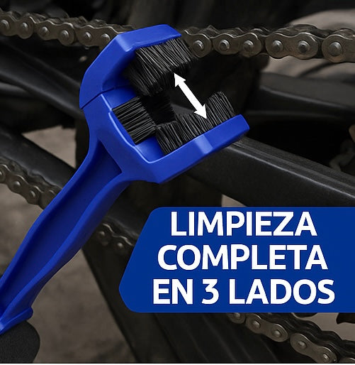 Spazzola pulisci catena moto-tripla testa per pulizia profonda