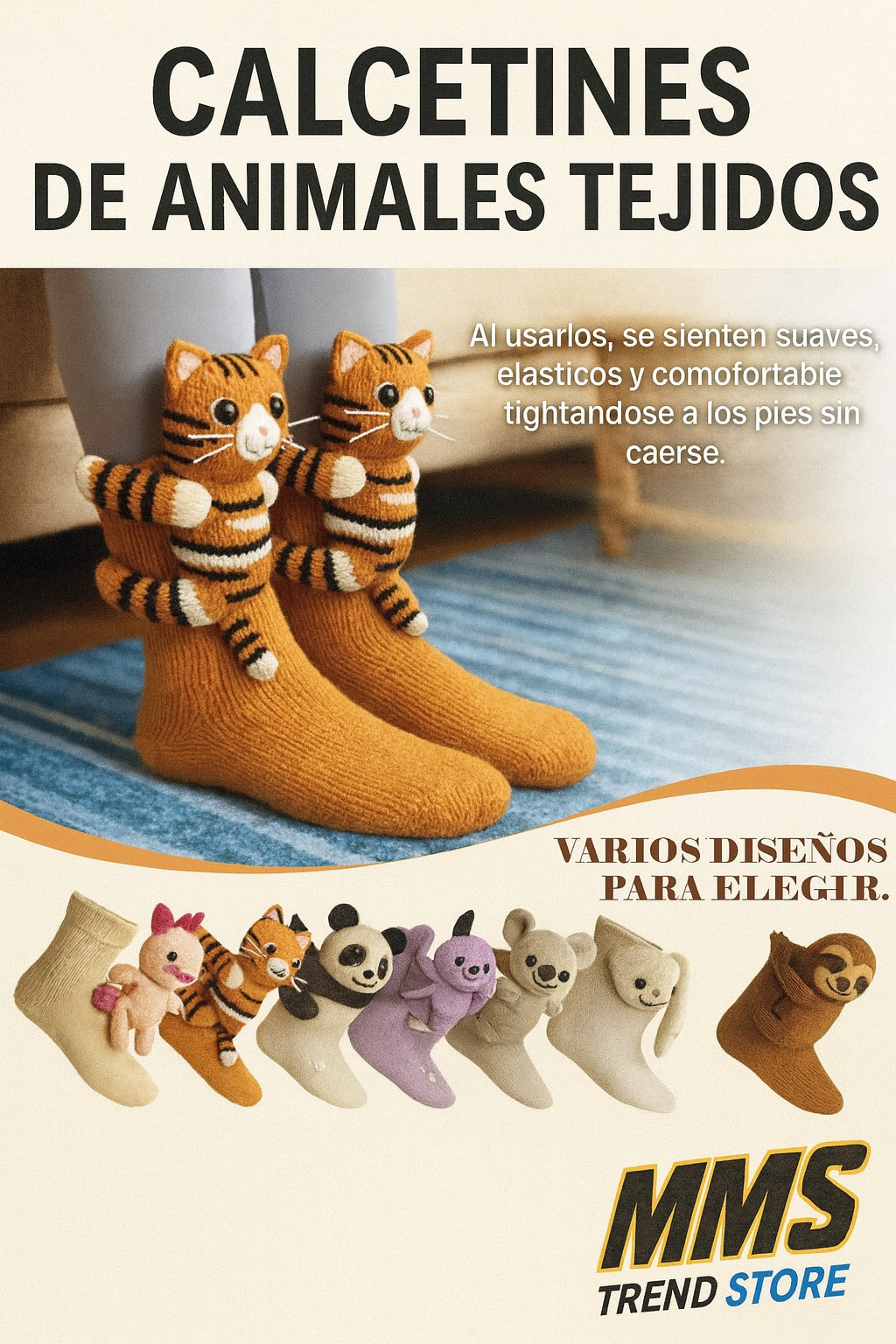 Calcetines de animales tejidos en 3D