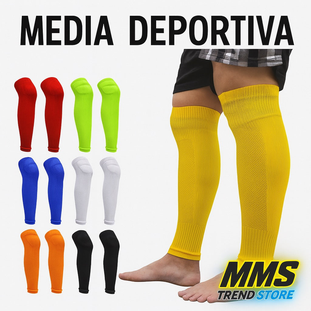 Calcetines deportivos Loogdeel (1 par), hasta la pantorrilla, con protección para las rodillas, transpirables y de caña alta. Calentadores de piernas para fútbol. Espinilleras.