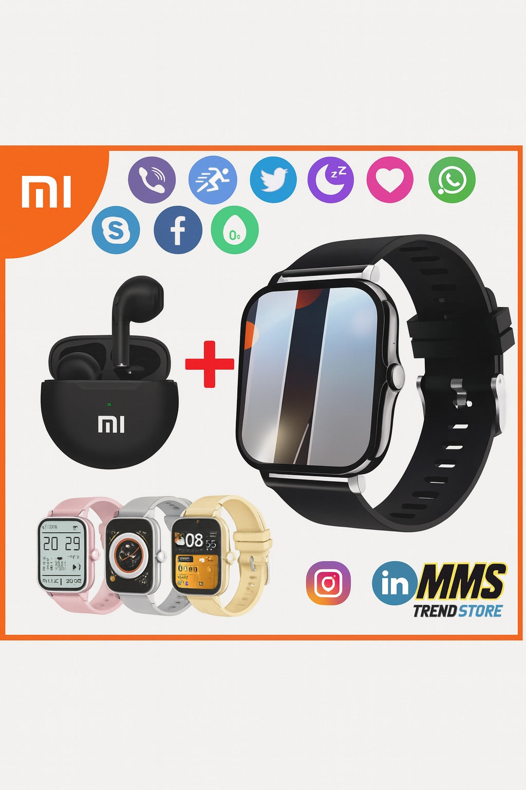 Xiaomi - Nuevo reloj inteligente para mujer, hombre y mujer, regalo, deportivo, fitness, monitor de ritmo cardíaco, resistente al agua, para teléfonos Android e iOS.