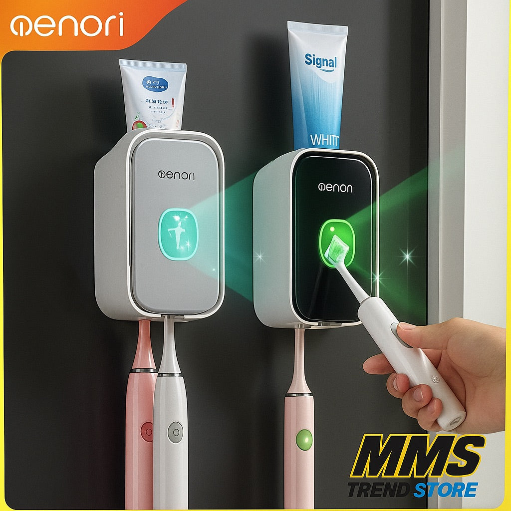 Dispensador automático de pasta de dientes MENGNI, exprimidor de pasta de dientes para baño de pared, soporte para cepillos de dientes sin perforaciones, accesorio para baño