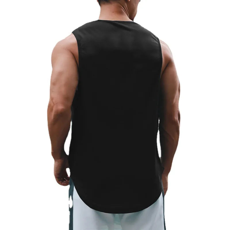 Camiseta de verano para hombre, para gimnasio, entrenamiento físico, secado rápido, holgada, para culturismo, sin mangas, a la moda, para baloncesto