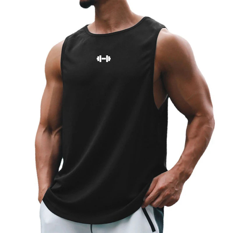 Camiseta de verano para hombre, para gimnasio, entrenamiento físico, secado rápido, holgada, para culturismo, sin mangas, a la moda, para baloncesto