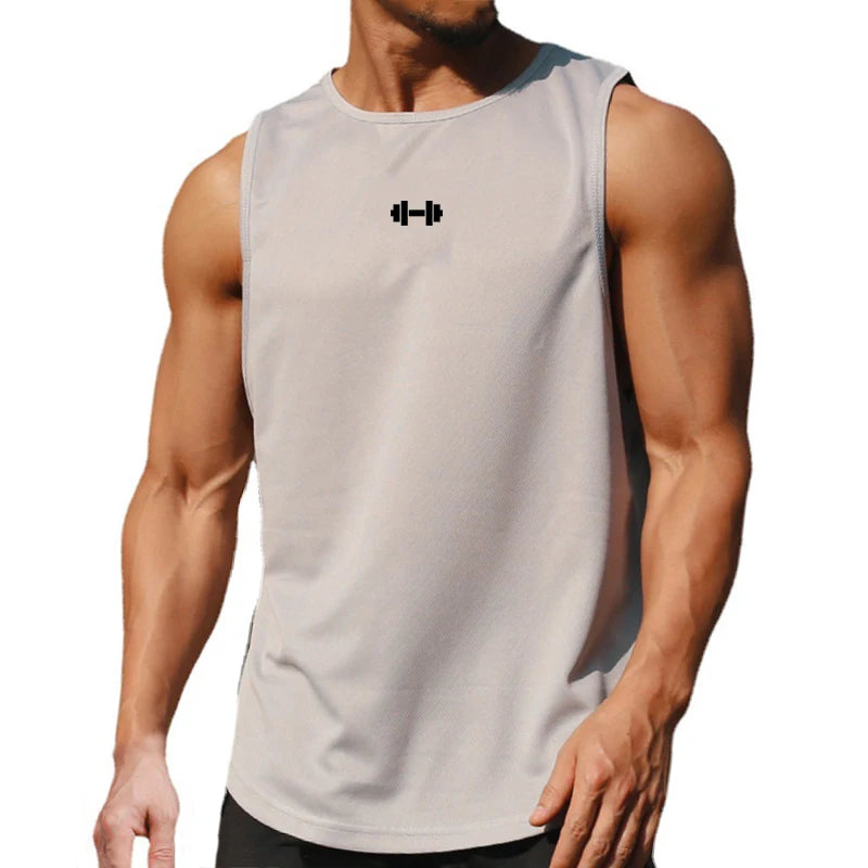 Camiseta de verano para hombre, para gimnasio, entrenamiento físico, secado rápido, holgada, para culturismo, sin mangas, a la moda, para baloncesto