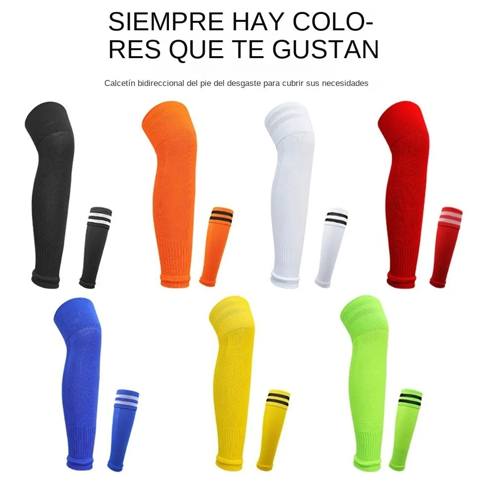 Calcetines deportivos Loogdeel (1 par), hasta la pantorrilla, con protección para las rodillas, transpirables y de caña alta. Calentadores de piernas para fútbol. Espinilleras.