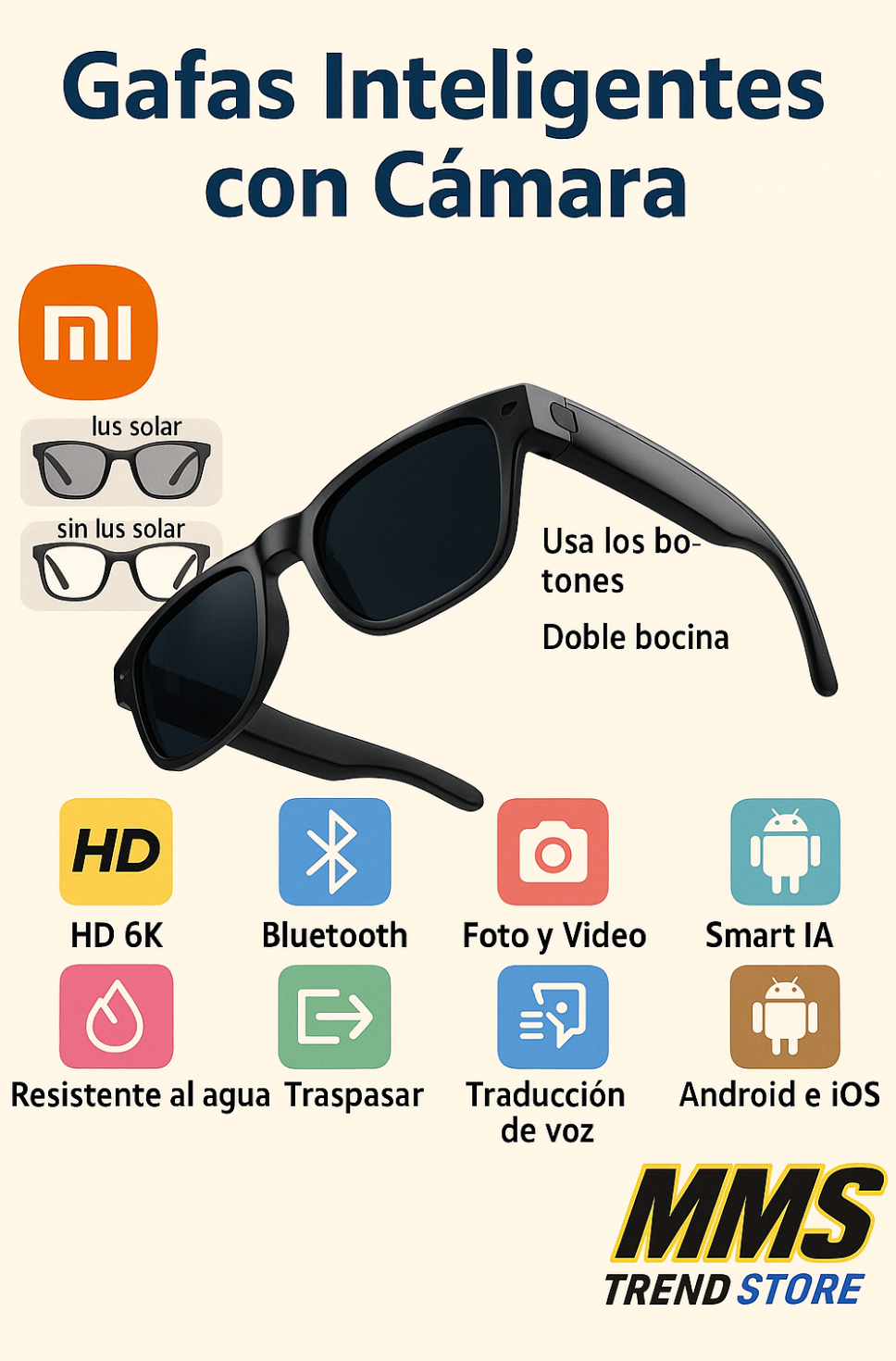 Xiaomi 2026 - Nuevas gafas inteligentes 8K HD con IA, cámara de 100 MP