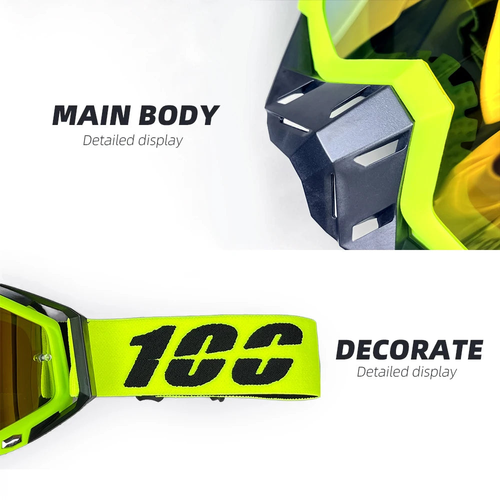 Gafas de motociclismo Hot 100, gafas de ciclismo para exteriores, todoterreno, esquí, deportes MX, ATV, motocross, carreras, gafas de bicicleta