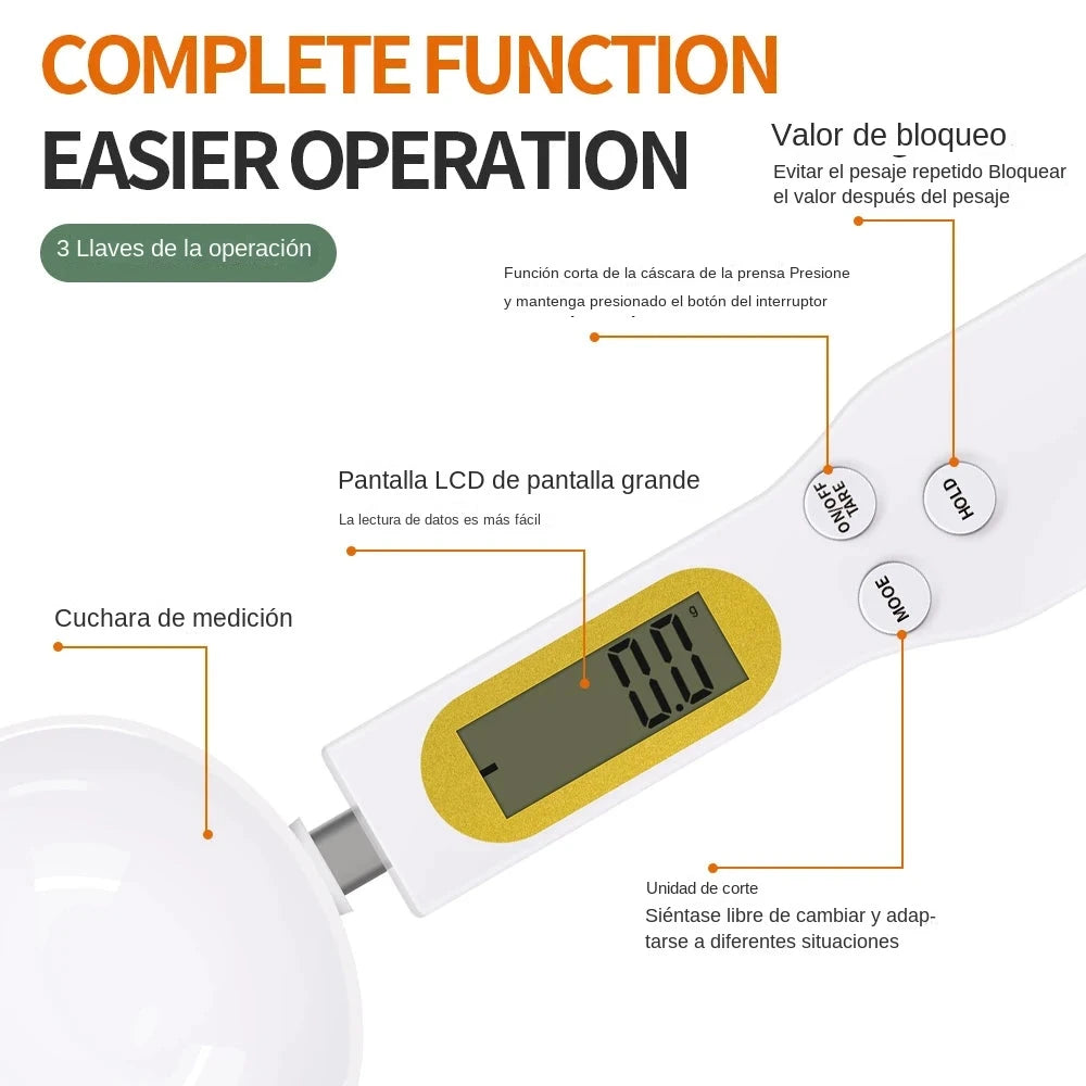 ✨ Cocina como un profesional: mide azúcar, café, especias y suplementos con precisión absoluta (0,1 g). ¡Rápida, práctica y portátil!
